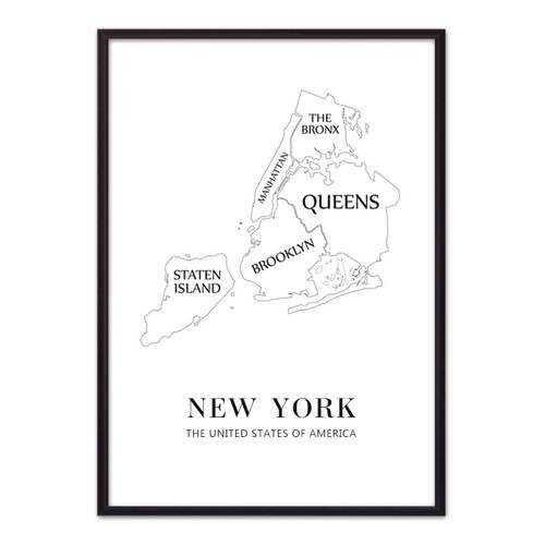 Постер в рамке New York карта 30х40 см в Самура