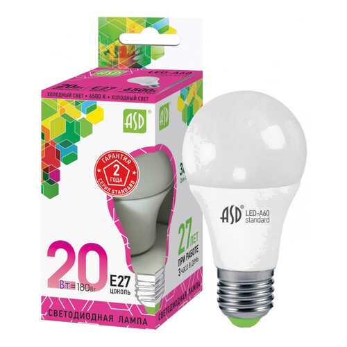 Лампочка ASD A60 E27 20W 6500K LED-A60-standard в Самура
